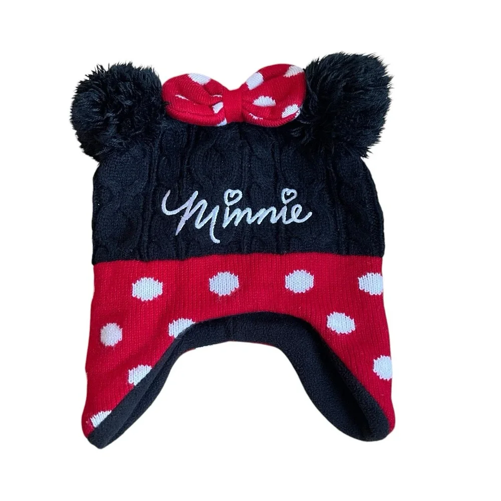 Minnie Mouse Disney Knitted Beanie ears bow Embroidered‎ 2T-5T